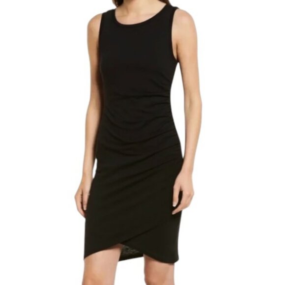 Leith ruched bodycon sleeveless dress black women's size S - Picture 2 of 8